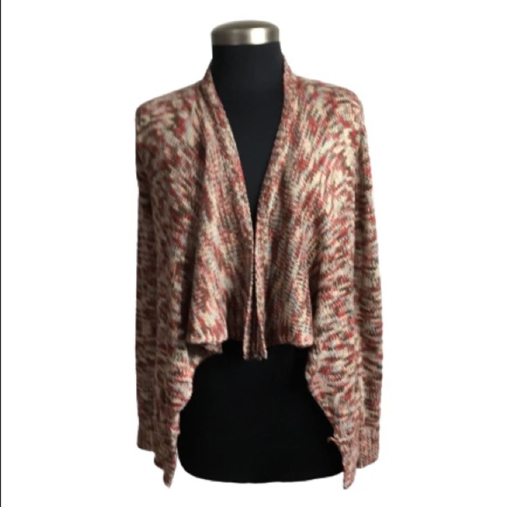 Skies Are Blue Darcey Spacedye Draped Cardigan  Brown Multicolor Size Small
